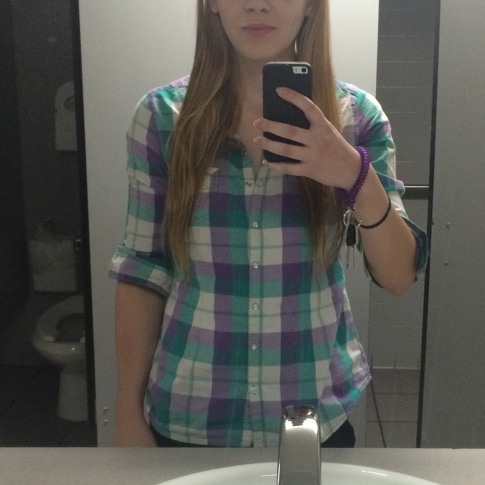 Clockhouse Green & Purple Striped Button-up